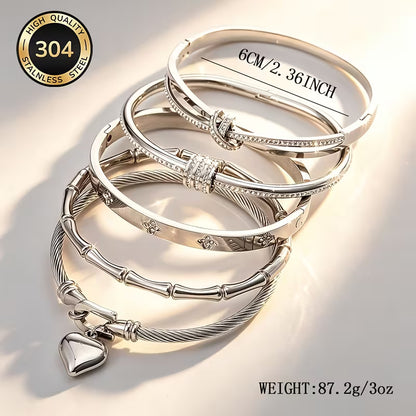 Pulsera abierta de moda en acero inoxidable de alta calidad, resistente a la decoloración, cómoda y versátil. Para Hombre y Mujer.