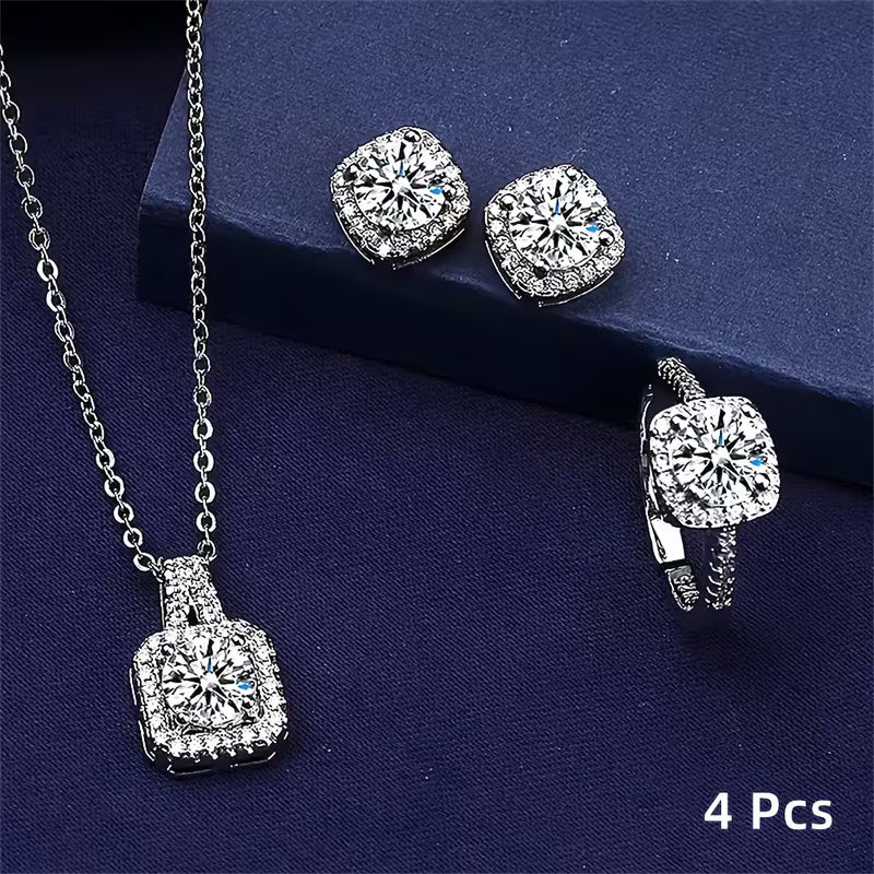 Set de 4pcs. de Ziscornia de collar, anillos y pendientes,