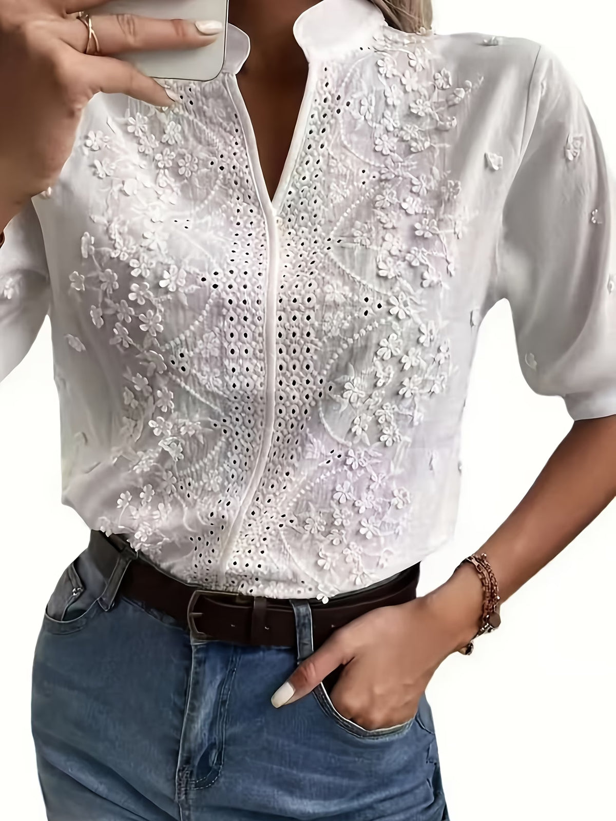 Elegante Blusa de Verano, Estilo Urbano, Manga Corta.