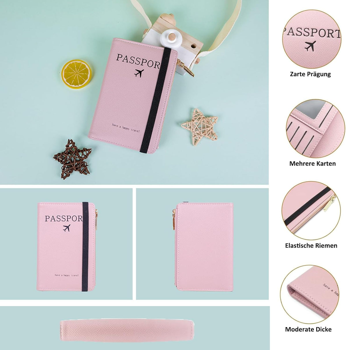 PORTA PASAPORTE MODELO C362-1 ROSADO