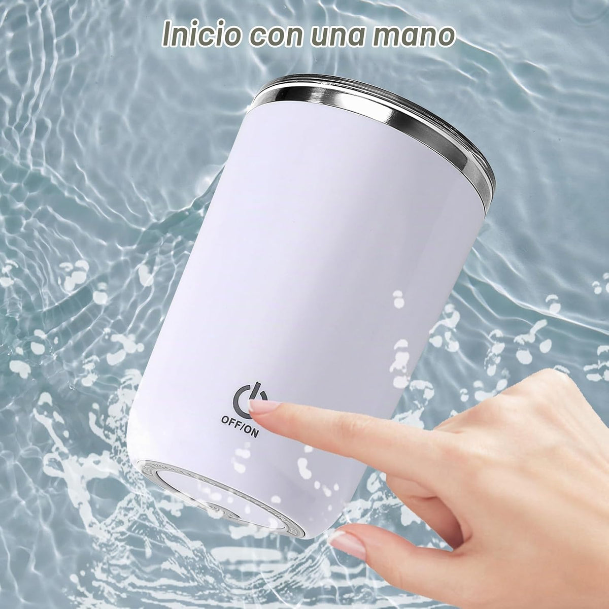 Taza de café automática recargable con agitación automática de 12 onzas.