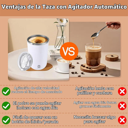 Taza de café automática recargable con agitación automática de 12 onzas.