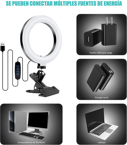 Aro de Luz 6''  360° Giratorio USB Ring Light