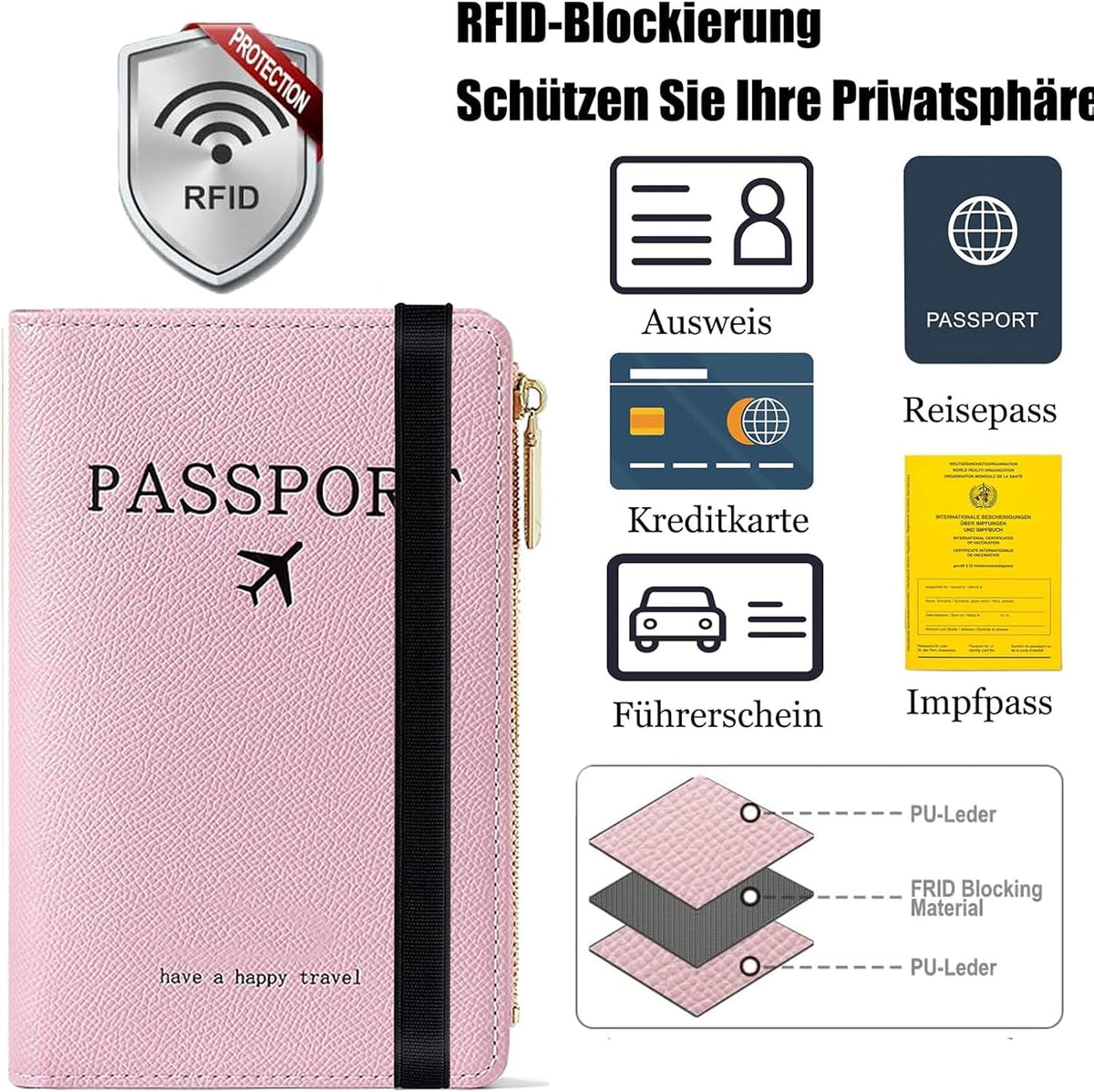 PORTA PASAPORTE MODELO C362-1 ROSADO