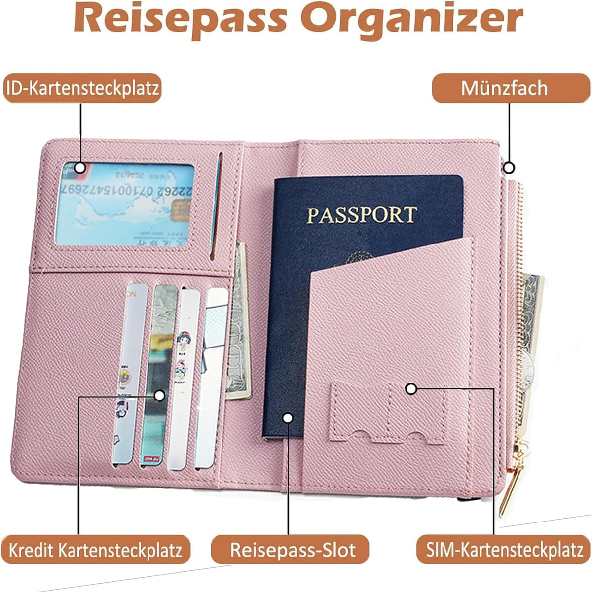 PORTA PASAPORTE MODELO C362-1 ROSADO