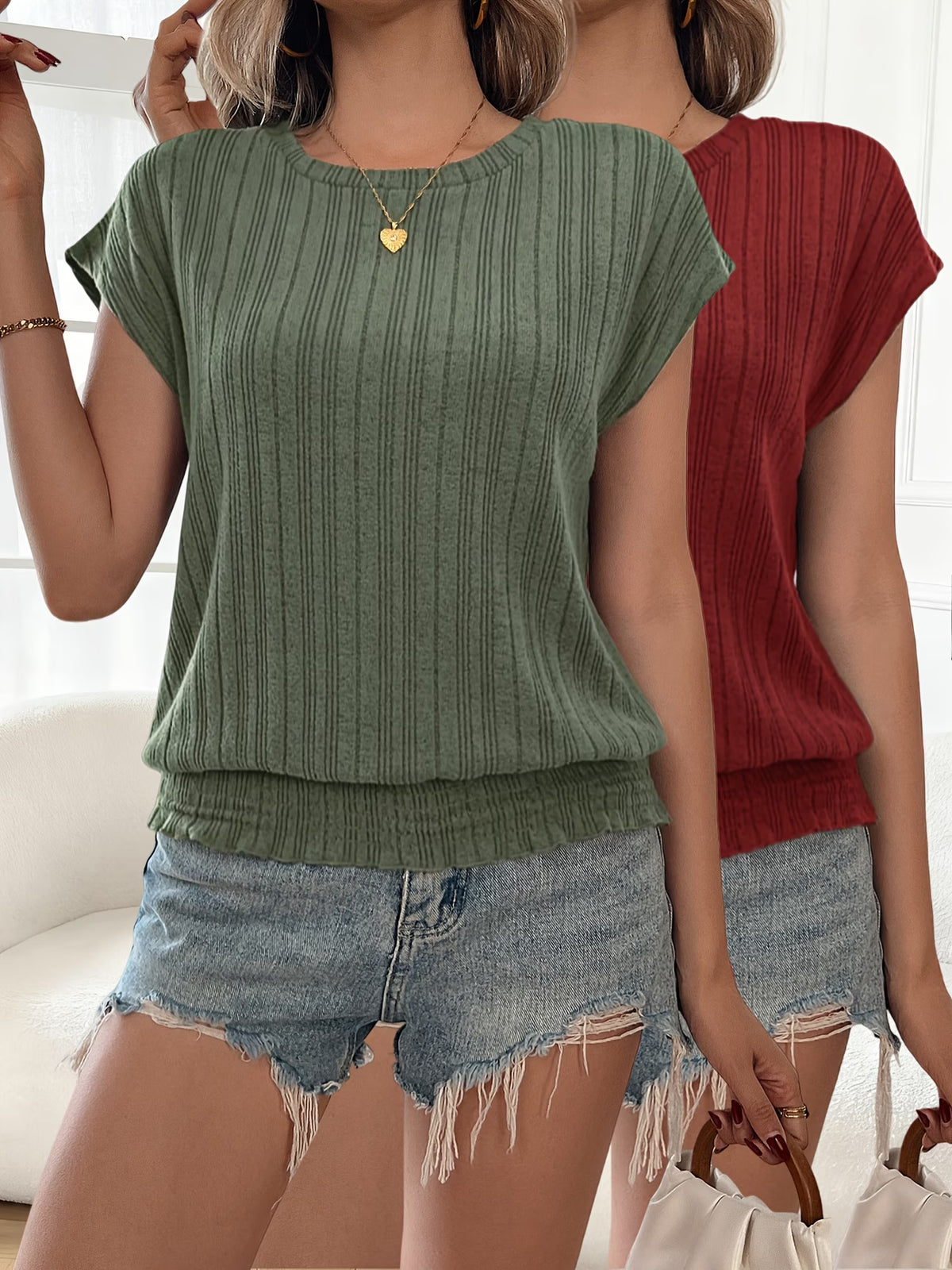 Blusa ligera elegante e informal de verano para mujer, Talla XL