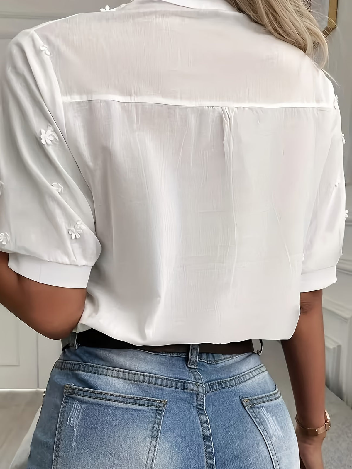 Elegante Blusa de Verano, Estilo Urbano, Manga Corta.