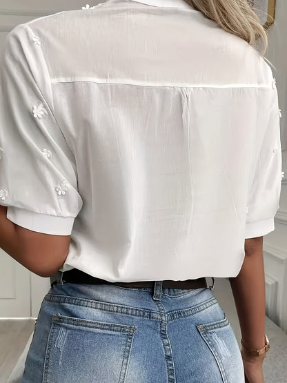 Elegante Blusa de Verano, Estilo Urbano, Manga Corta.