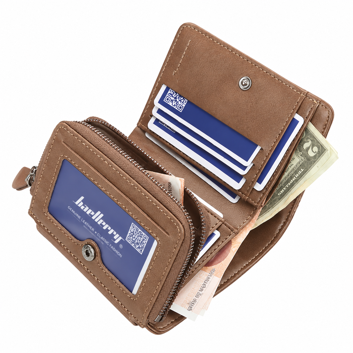 Billetera de Cuero PU, Multiple Compartimentos