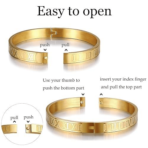 Pulsera, Brazalete Dorada, Pulsera Apilable de Acero Inoxidable, con Zirconia Sintética, Para Hombre y Mujer.