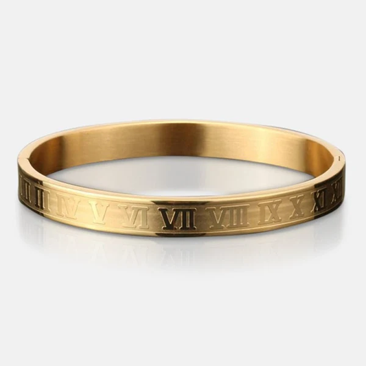 Pulsera, Brazalete Dorada, Pulsera Apilable de Acero Inoxidable, con Zirconia Sintética, Para Hombre y Mujer.
