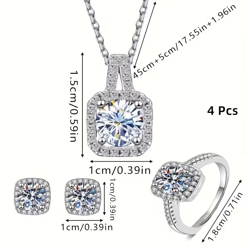Set de 4pcs. de Ziscornia de collar, anillos y pendientes,