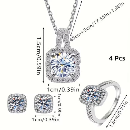Set de 4pcs. de Ziscornia de collar, anillos y pendientes,