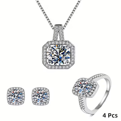 Set de 4pcs. de Ziscornia de collar, anillos y pendientes,
