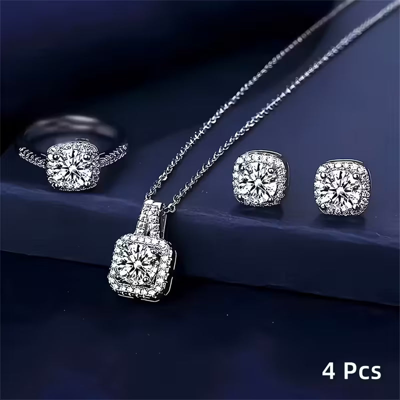 Set de 4pcs. de Ziscornia de collar, anillos y pendientes,