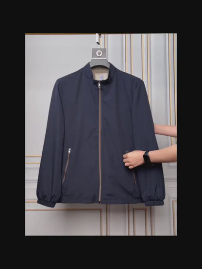 Chaqueta  para hombre (primavera/otoño) con cuello alzado, Color Negro
